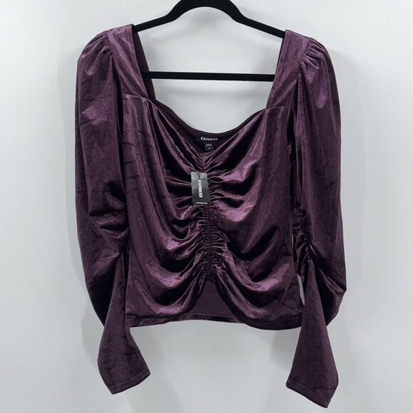 Express Purple Long Sleeve Top Medium New - Picture 4 of 12